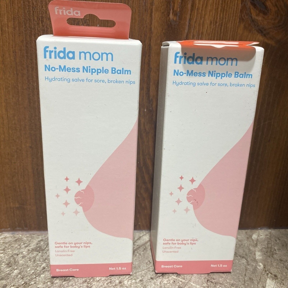 2 Frida Mom No-Mess Nipple Balm Hydrating Salve for Sore,‎ Broken Nips - New